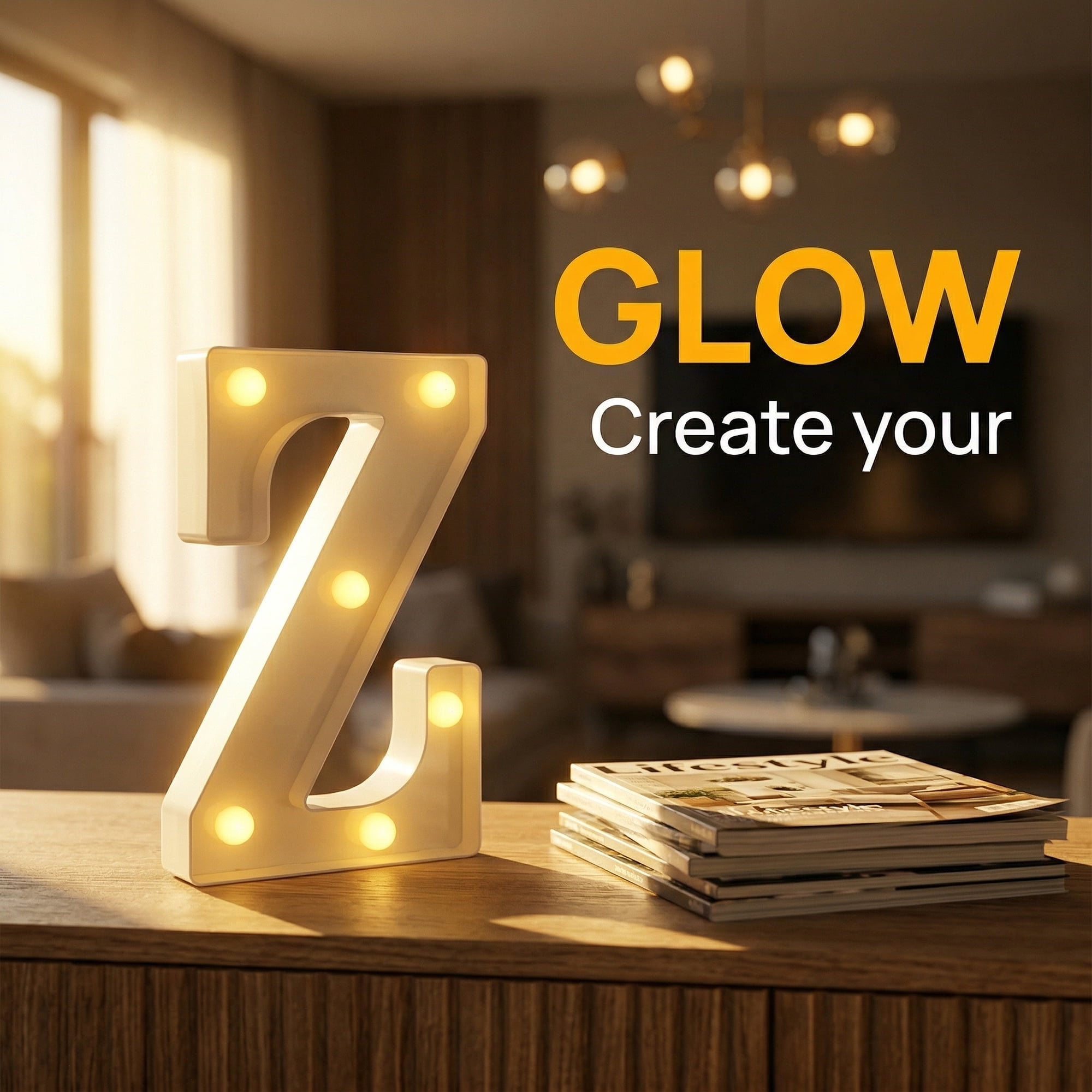 Unique Bargains Marquee Letters With Lights LED Light Up Signs Letter Z 5.5"L x 1.3"W x 8.1"H