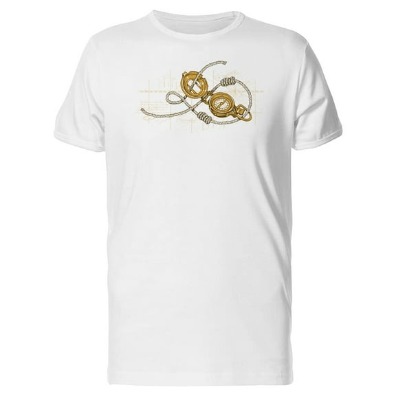 Golden Compass On A Map And Rope Tee Men's -Image by Shutterstock