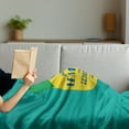 thumbnail image 3 of Wording Soft Flannel Fleece Throw Blanket, Brush Script Calligraphy and Lemon Optimistic Approach to Life, Cozy Plush for Indoor and Outdoor Use, 60" x 80", Turquoise Navy Blue, by Ambesonne, 3 of 5