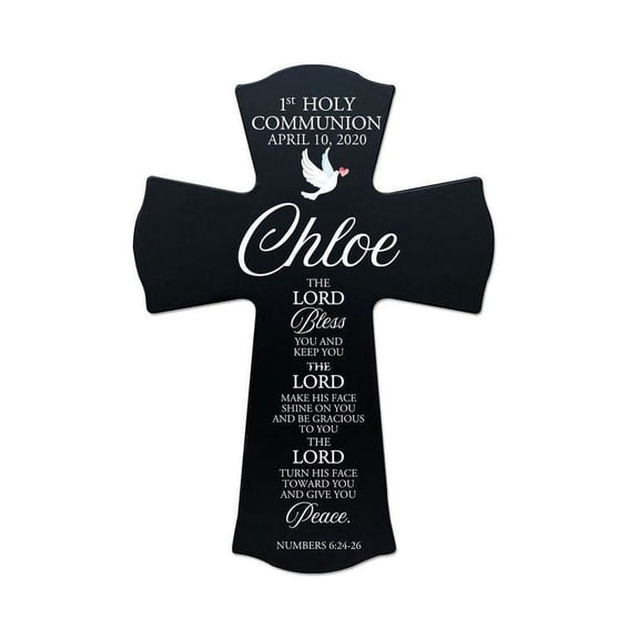 LifeSong Milestones 8x11.25in Black Wall Cross_Chloe 1st Holy Communion