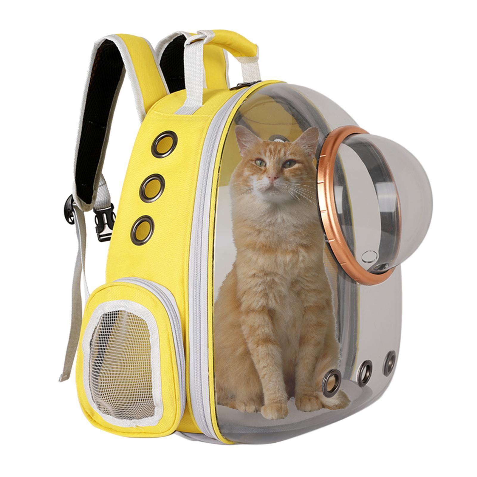 Bvdfgk Cat Dog Carrier Clear Capsule Backpack Travel Sightseeing Knapsack Yellow