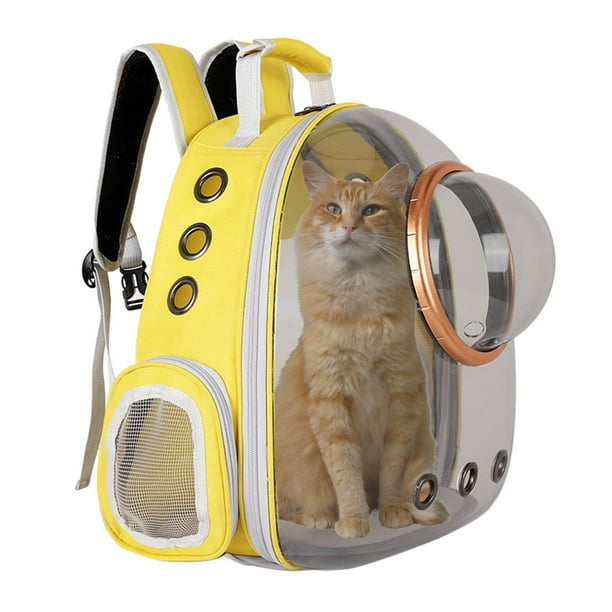 Deluxe Cat Carrier Breathable Capsule Backpack Sightseeing Carrying Bag Tote Yellow