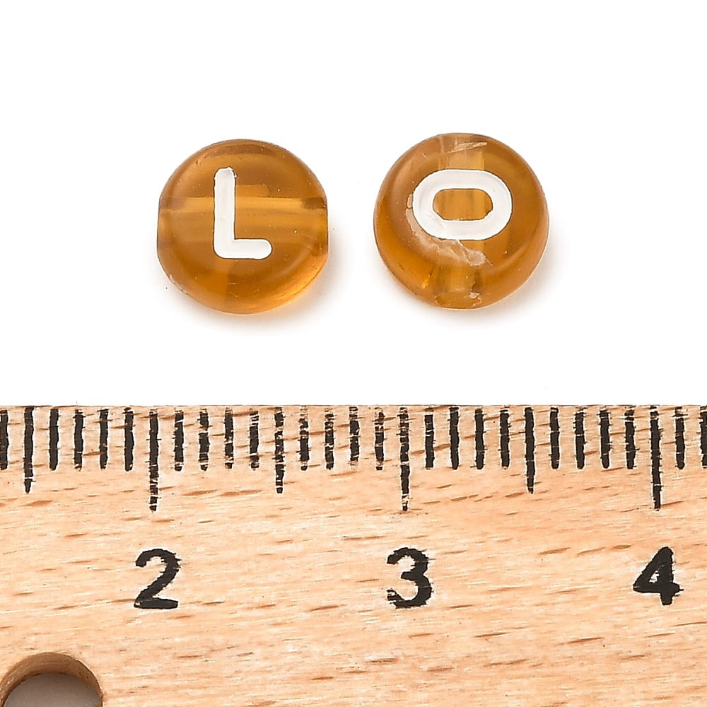 500 g Opaque Acrylic Beads Flat Round with Letter Chocolate 7x4mm Hole: 1.6mm about 3846pcs/500g