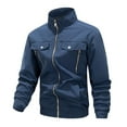 thumbnail image 1 of Men's Baseball Style Work Jacket with Ribbed Cuffs, Windproof and Lightweight for Sports and Leisure, Features Zipper Closure for Easy Wear, 1 of 3