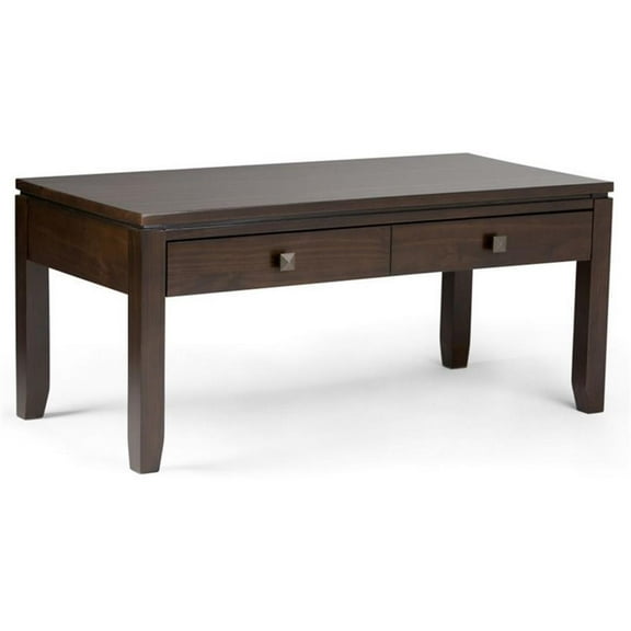 Trent Home Solid Wood Coffee Table with Drawers in Mahogany Brown