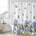thumbnail image 6 of Spring Hydrangeas Shower Curtain Set - 72" x 78" Washable Bathtub Curtain with 12 Hooks, Purple Floral Butterfly Leaves Waterproof Fabric Stall Shower Curtains for Bathroom/Bathtub Décor, 6 of 6