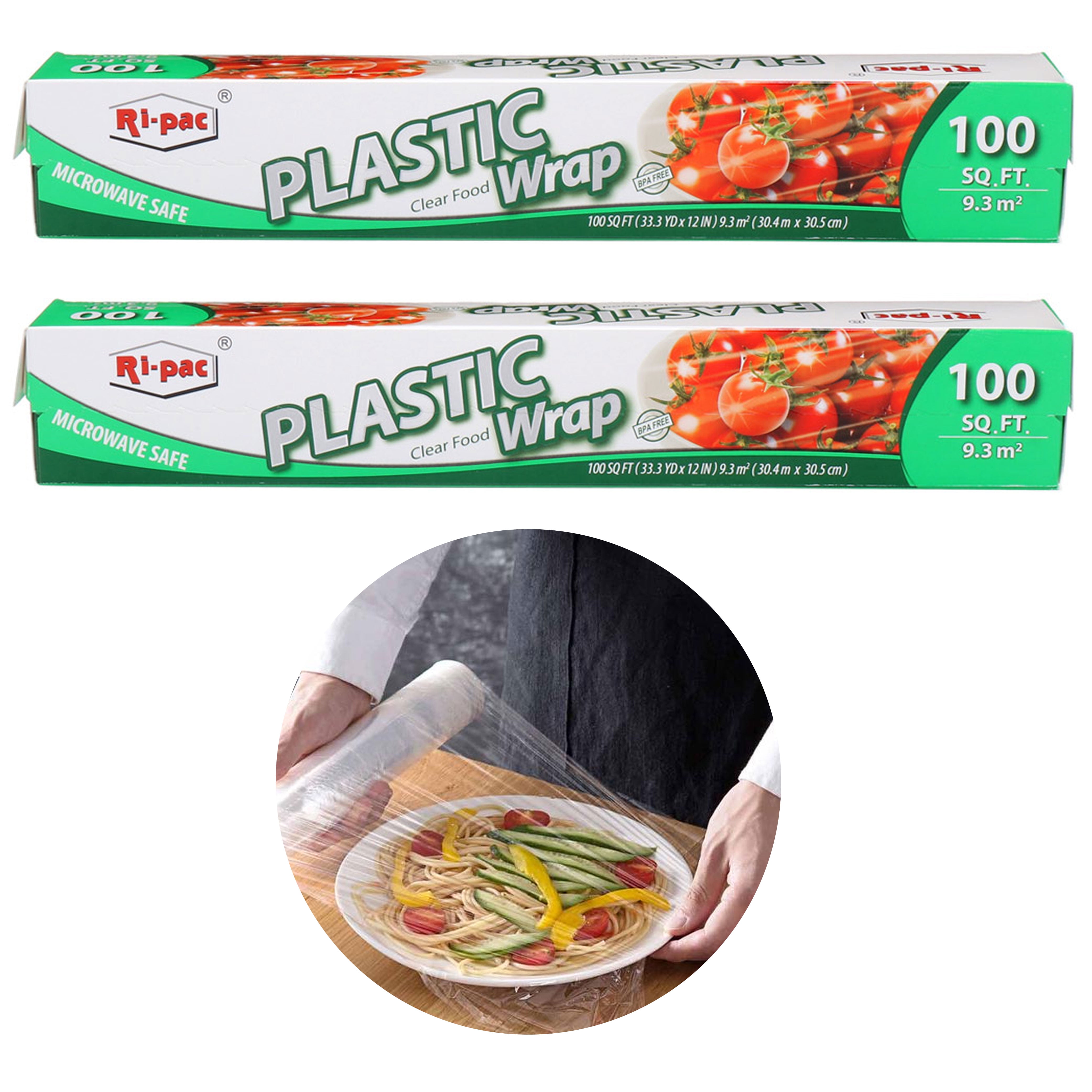 2 Plastic Cling Wrap Stretch Food Cover Seal Fresh BPA Free Clear 200