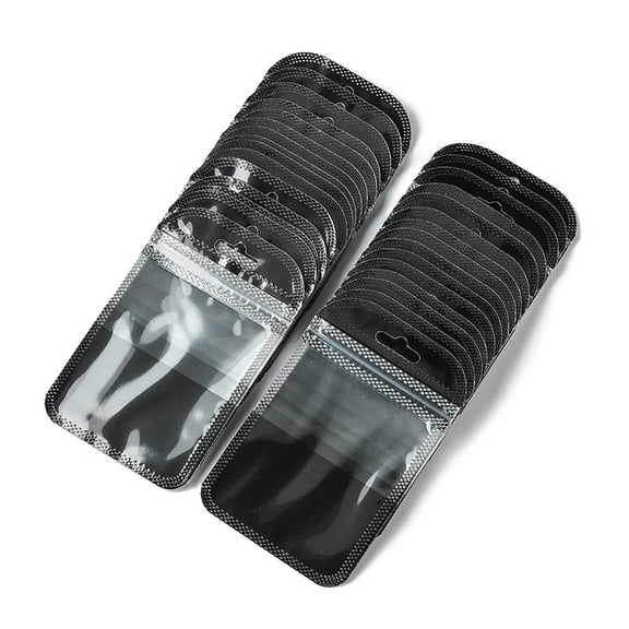1 bag 30pcs Plastic Packaging Zip Lock Bags Top Self Seal Pouches with Window Rectangle Black 11x7x0.24cm