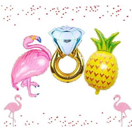 Set of 3 Flamingo Balloons Pineapple Balloons Ring Balloon Flamingo Bachelorette Decoration Beach Bach Balloons Flamingo Engagement Party Décor