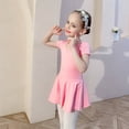 thumbnail image 5 of ‌LYMAYTER Girls Toddler Ballerina Leotard Tutu Skirt Short Sleeve Criss-Cross Back Party Wear‌ 3Y-11Y, 5 of 7