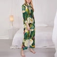 thumbnail image 3 of Salouo Tropical Floral Jungle Pattern Women's Pajamas Set Long Sleeve Button Down Sleepwear Soft Pj Lounge Sets for women 2 Piece Pjs Set with Long Pants-X-Large, 3 of 7