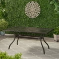 thumbnail image 3 of GDF Studio Honolulu Traditional Outdoor Aluminum Rectangular Dining Table, Hammered Bronze, 3 of 12