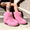 Short Pink, variant on 2026 Winter Pull-On Knee High Faux Fur Round Toe Fashion Suede Comfy Plush Warm Boots for Women - Outdoor & Indoor Flat Shoes