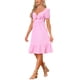 thumbnail image 4 of Vestido Casual INSPIRE CHIC para Mujeres con Escote Corazón y Nudo en la Cintura en Gingham Rosa M, 4 of 6