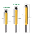 thumbnail image 1 of Russian Crafted 3-Piece Woodworking Router Bit Set – 8-Handle Extended Length with Bearing Adjustment, 1/2 Inch Diameter for Precision Edge Trimming, Milling & Carpentry Tasks, Durable Design for, 1 of 6