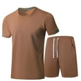 thumbnail image 2 of Styesk Mens Outfits 2 Piece Men's Solid Color Round Neck Shorts Short Sleeved Casual Fashion Set, 2 of 8