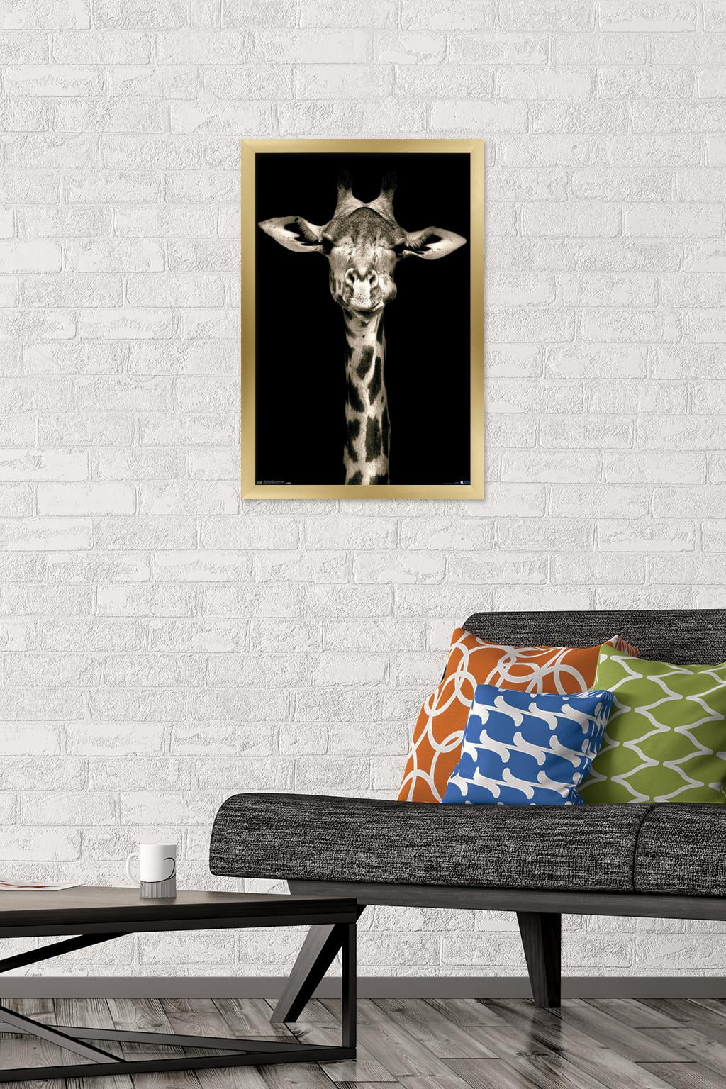 Portrait of a Giraffe Wall Poster, 14.725" x 22.375", Framed