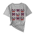 thumbnail image 3 of Feancey Fourth of July Shirts for Women Bows Graphic Tees Independence Day Short Sleeve Patriotic T-Shirt Teen Girl Cute Holiday Tops Gray XXL, 3 of 5