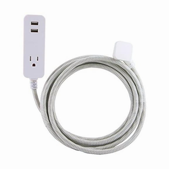 JASCO 37917 10 ft. Cordinate 1-Outlet 2-USB Charging Braided Extension Cord with Surge Protection