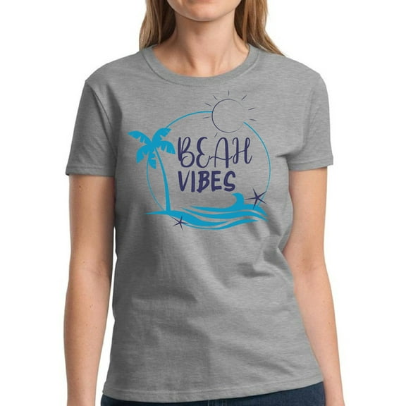 Beach Vibes Shirt for Women - S M L XL 2XL 3XL Summer Vacation Graphic Tee - T-Shirt Pool Party Tee Gift