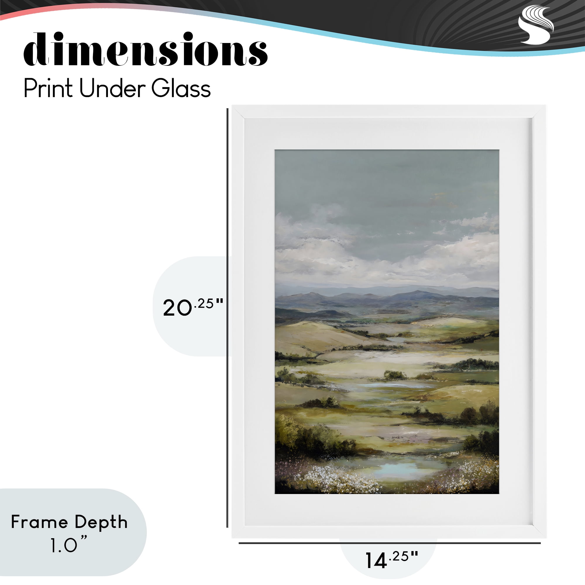 Stupell Industries Rolling Mountain Meadows White Framed Print Under Glass, design by Petal Prints Design