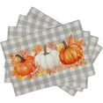 thumbnail image 2 of Fall Placemats Set of 4 Autumn Orange White Pumpkins Festival Cloth Place mats Dining Table Place mats Machine Washable Heat-Resistant Table Mats for Kitchen Home Decor, 2 of 5
