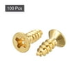 thumbnail image 3 of Uxcell M3.5x12mm Brass Wood Screws, Phillips Flat Head Self Tapping Connector 100 Pack, 3 of 5