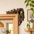 thumbnail image 4 of Green Parrot Door Corner Decor, L-Shaped Tree Trunk Door Frame Ornament, 3D Bird Wall Corner Sculpture for Home, Garden, Farmhouse, Entryway, Living Room Decor, 4 of 5