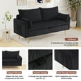 thumbnail image 2 of Furniliving Loveseat Sofa, Comfy Teddy Fleece Love Seat Couch, Sofas Couch with 2 Pillows for Small Space, Black, 2 of 9