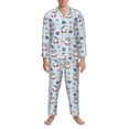 thumbnail image 3 of Naloa Swimming Shark Men’s Pajamas Set - Long Sleeve Button Down Sleep Shirt and Pajama Bottoms Sleepwear Set-Medium, 3 of 7