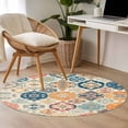 thumbnail image 5 of Boho Morocco Large Area Rugs for Bedroom Living Room, Soft Non Slip Carpet Bedside Rug, Retro Farmhouse Ethnic Neutral Aesthetic Round Floor Cover Kitchen Accent Rug 3' for Dining Room/Office, 5 of 9