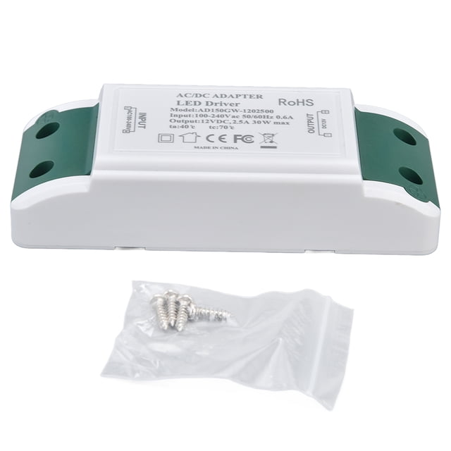 BRI Controlador LED 12V DC 30W 2.5A Transformador de luz LED de voltaje de corriente constante para decoración del hogar Lámpara DIY AC 100-240V