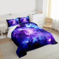thumbnail image 3 of Homewish Galaxy Starry Sky Bedding Comforter Set,Gradient Purple Blue Twin Comforter Sets,Universe Theme Bedding Set For Kids,Ultra Soft Home Decor Reversible,2 Pieces, 3 of 8