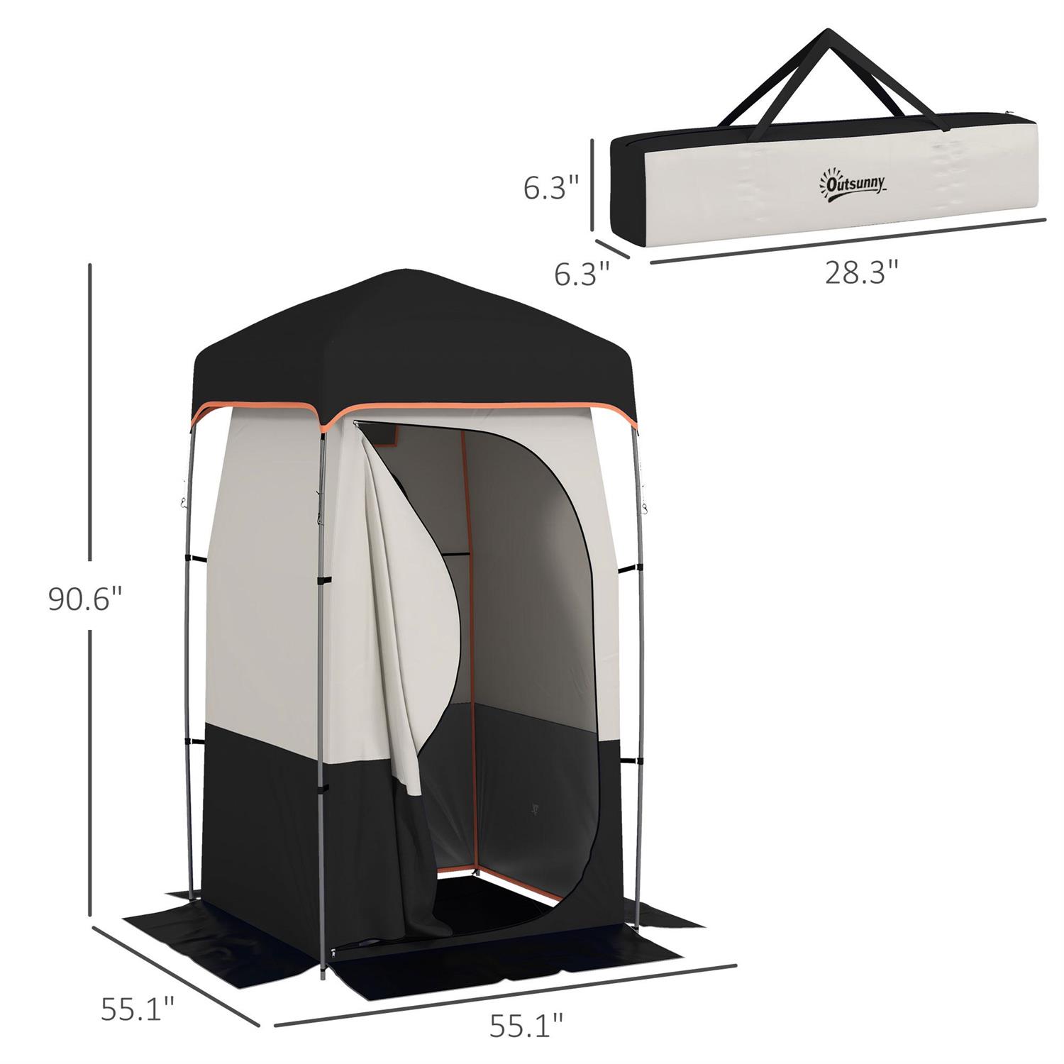 Demi Bonn Camping Shower Tent, Portable Privacy Shelter with Solar Shower Bag, Removable Floor & Carrying Bag, Black