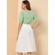 thumbnail image 5 of Blusa de manga corta Allegra K Día De San Patricio con Hombros Descubiertos y volantes sin cuello con volantes En la espalda para Mujer Verde S, 5 of 6