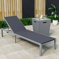 thumbnail image 2 of LeisureMod Marlin Modern Grey Aluminum Outdoor Patio Chaise Lounge Chair with Square Fire Pit Side Table Perfect for Patio, Lawn, and Garden, 2 of 23