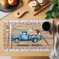 thumbnail image 2 of Happy Easter Placemats Set of 4, Vintage Blue Truck Bunny Duck Wooden Grain Placemats for Dining Table, Place Mats for Kitchen Tabletop, Waterproof Wipeable Dining Table Mats Set, 2 of 9