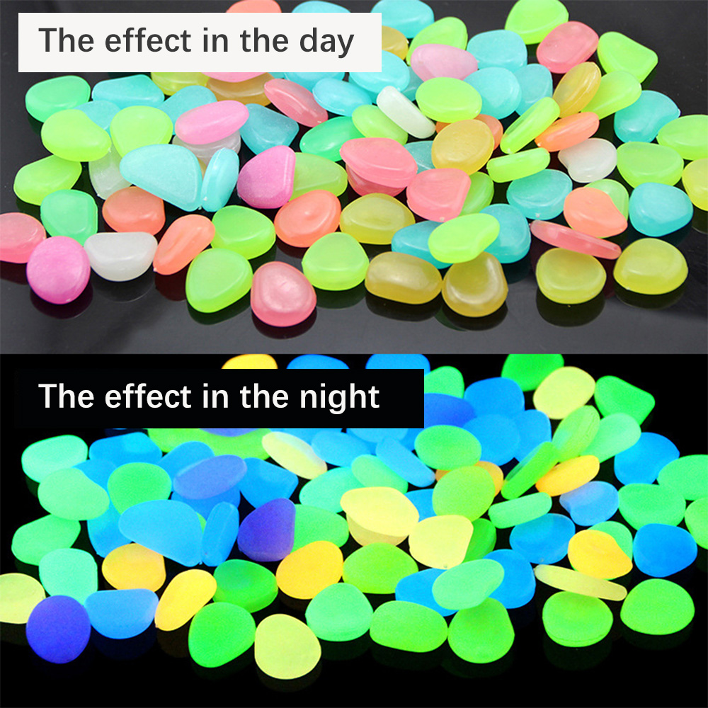 Xiuguai 10 PCs New Luminous Stone Colorful Glow in The Dark Stones Pebbles Rock for Fish Tank Aquarium