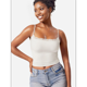thumbnail image 4 of Camisola Básica de Encaje para Mujer, Cuello Cuadrado, Sin Mangas, Tirantes Finos Crema S, 4 of 6