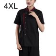 thumbnail image 2 of Chef Short Sleeve Breathable Breasted Cooking Clothes Catering Uniform Catering Uniform for Summer Bakery Unisex Workwear Restaurant Kitchen Black 4XL, 2 of 8
