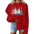 thumbnail image 2 of Feancey Xmas Tree Sweatshirt for Women Oversized Crewneck Pullover Drop Shoulder Long Sleeve Graphic Sweatshirts Holiday Casual Party Tops Red S, 2 of 5