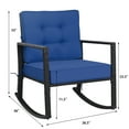 thumbnail image 3 of Patiojoy 2 PCS Outdoor Wicker Rocking Chair Glider Rattan Rocker Recliner with Navy Cushion, 3 of 8