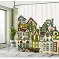 thumbnail image 5 of Ambesonne Cartoon Shower Curtain, Old Town View Art, 69"Wx84"L, Green Beige, 5 of 5