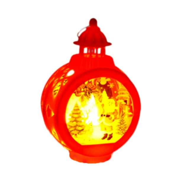Linterna de vela decorativa navideña Linterna de vela Lámpara de mesa portátil Sala de estar Rojo