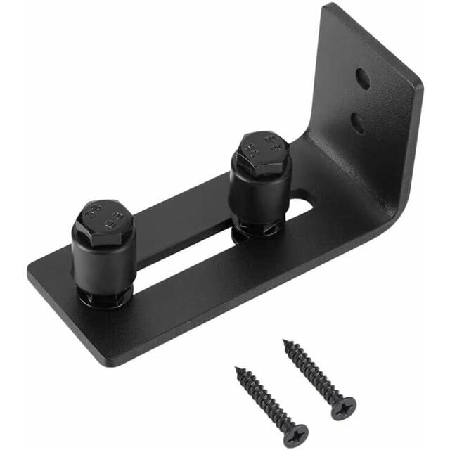 Guía de piso para puerta de granero, guía de rodillo de piso inferior de acero al carbono ajustable para rodillo para puerta corrediza de madera, pared/puerta negra