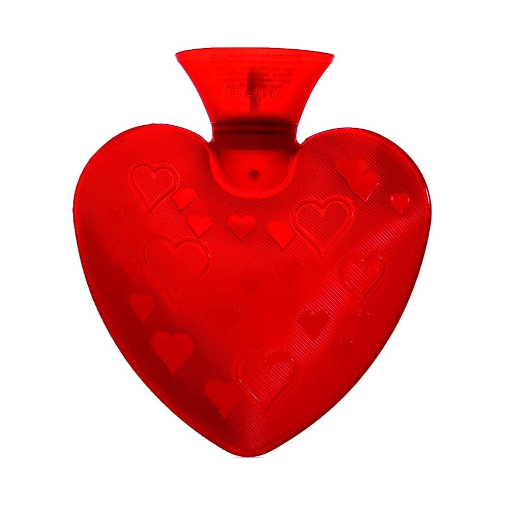 Fashy SemiTransparent Red Hot Water Bottle Heart Shaped 0.7L Water