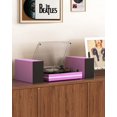 thumbnail image 3 of Reproductor de vinilo Turntable Seasonlife con transmisión por correa y altavoces inalámbricos, color rosa, 3 of 8