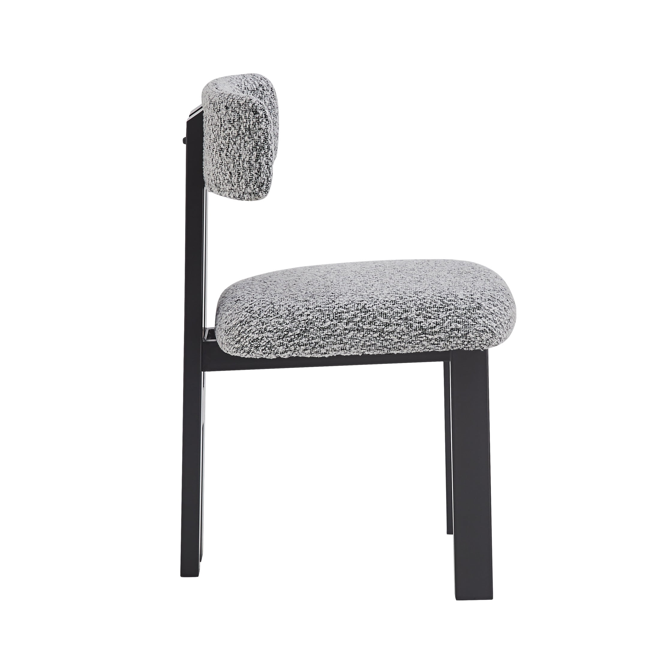 Simplicity Armless Dining Chairs with U-Shaped Seats & Metal Legs, White+Black, Set of 2
