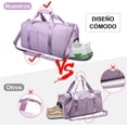 thumbnail image 4 of NANWEI Maleta Deportiva Bolsa de Deporte Gym con Compartimento para Zapatos y Bosillo Impermeable, Bolso de Viaje, para Hombres y Mujeres, Ligero(Lila) Sincero Electrónica, 4 of 7
