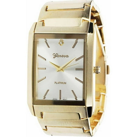 Men's Rectangle Link Watch, Stainless Steel